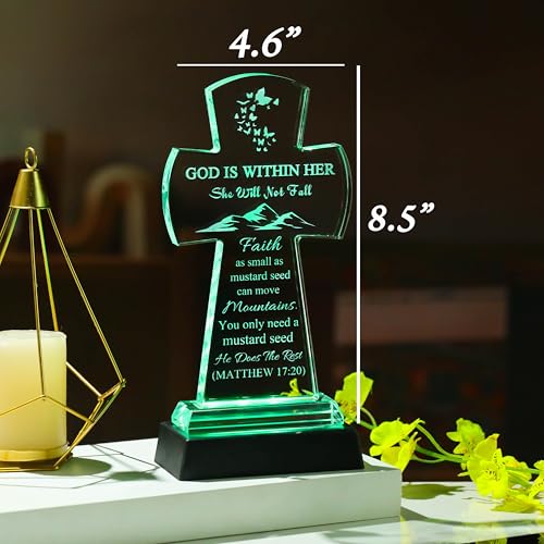 Image of Qianwei Crystal Jesus Cross Inspirational Gifts for Women - Religious Catholic Baptism Communion Confirmation Gifts