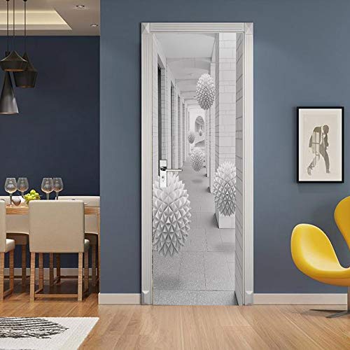 Sticker de porte trompe l'oeil boule 3D déco intérieure imperméable - 6