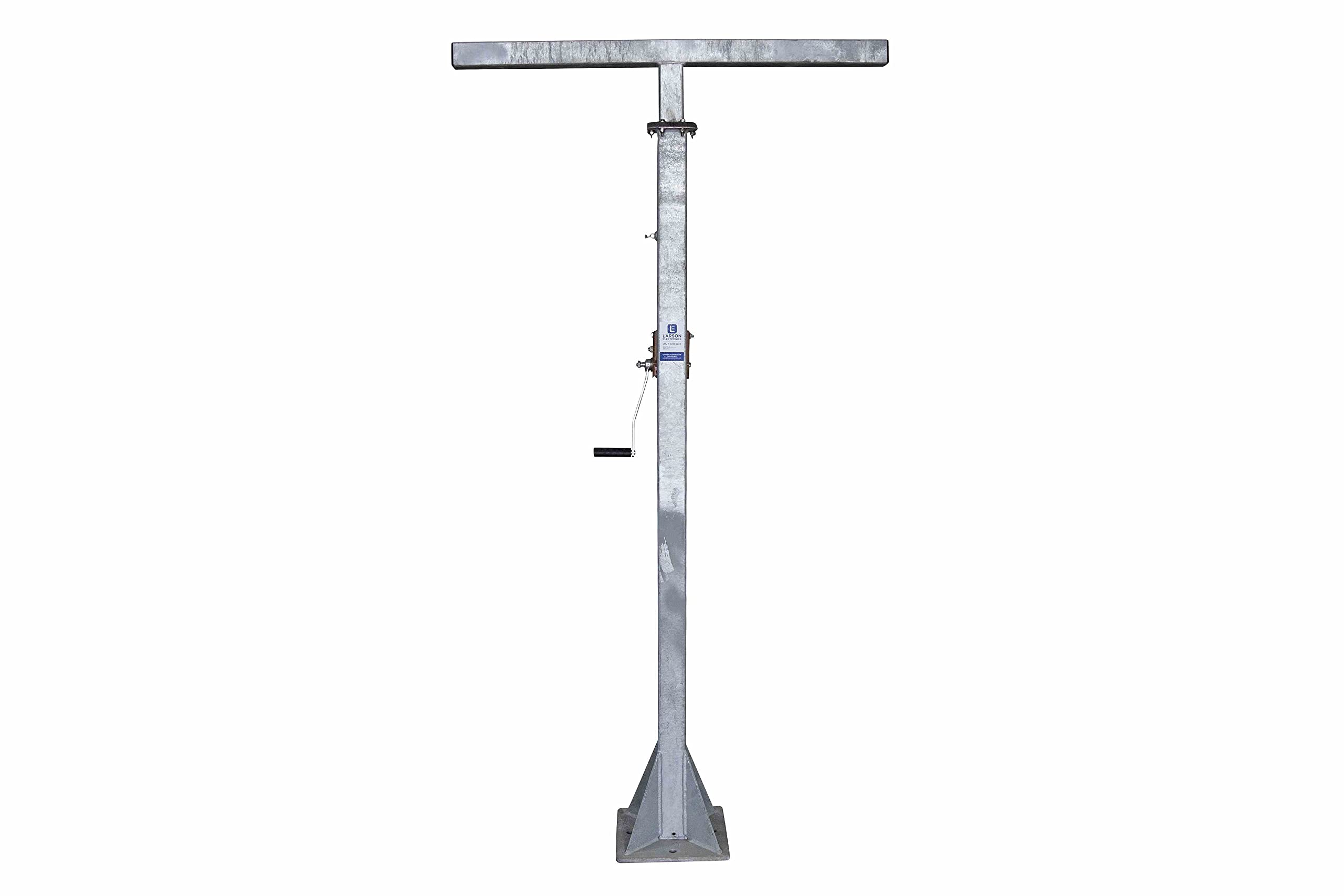 12 Foot Telescoping Light Mast - Stationary Tower w/Manual Crank Winch - Powder Coat Blue Finish