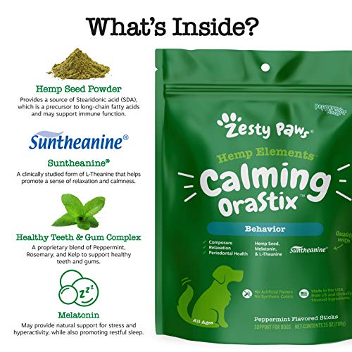 Zesty Paws OraStix for Dogs - Calming Dental Sticks for Stress and Anxiety Relief with Hemp Melatonin Chamomile Dog… - Image 4