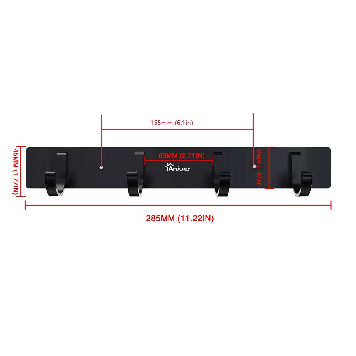 Ganci Appendiabiti In Lega Alluminio - 4 Pezzi Neri, 20x25x12 Mm, Multiuso