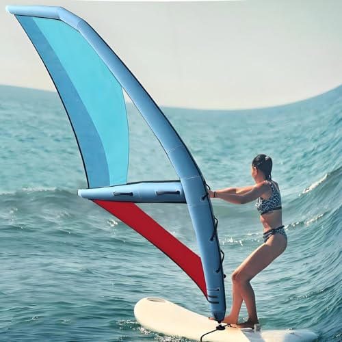 Tabla de Paddle Surf Inflable Profesional, Independiente, con Vela Inflable, Base, Bomba, Mochila, Correa para Pies, Manguera de Bomba, 1,88 x 4,35 m