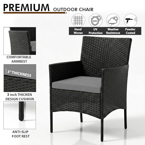 Image of OUTLIVING Outdoor 4 Seater Sofa Set || Patio Furniture Sets || Balcony Sofa || Indoor Sofa || Wicker Rattan Garden Sofa Set with Cushion and Center Table (Black / /Grey)