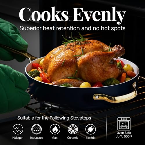 Image of GOTHAM STEEL 4 Qt Deep Saute Pan with Lid, 12 Inch Frying Pan Nonstick