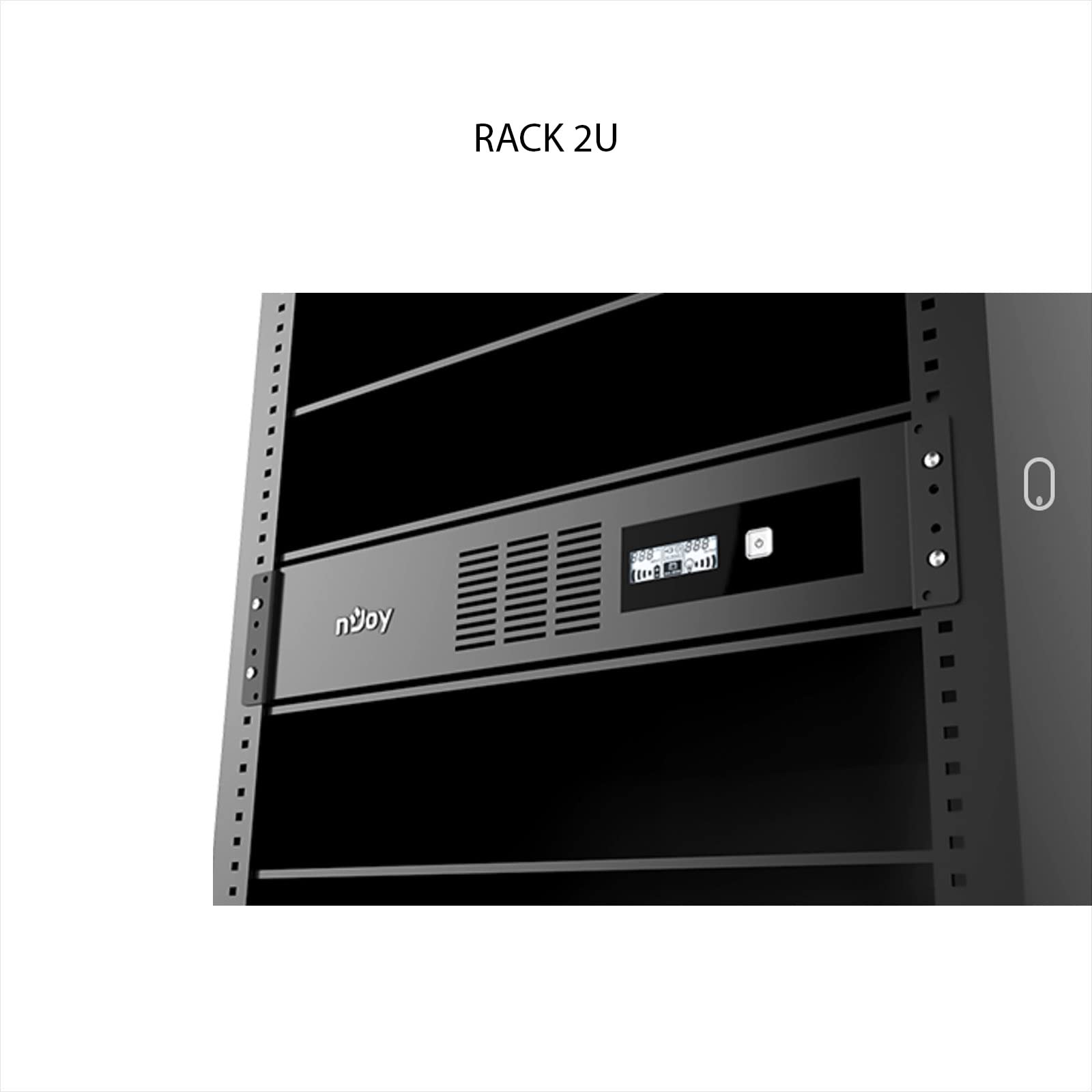 NJOY Code 2000 Gruppo di Continuità 2000VA 1200 Watt, Line Interactive, Onda Sinusoidale Simulata, UPS Rack 2U, 8 Uscite IEC C13, AVR, USB, Software per Gestione UPS, 2 Batterie, Garanzia 3 Anni