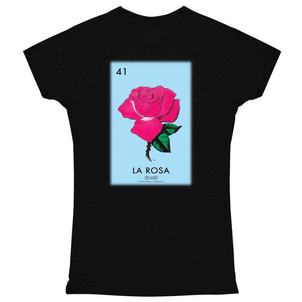 Pop ThreadsLa Rosa Rose Loteria Card Mexican Bingo Tee Shirt for Women