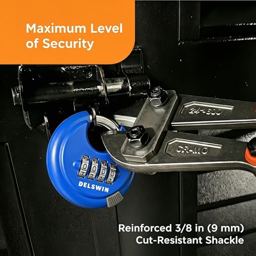 Image of 4 Digit Combination Disc Padlock with Hardened Steel Shackle Silver Lock for Sheds, Storage Unit, Gym and Fence (Blue 1Pcs)