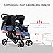 Comfortable and Safe Double Stroller, Twin Tandem Baby Stroller with Adjustable Backrest, Footrest, 5 Points Safety Belts, Foldable Design for Easy Transportation (Color : Beige) (Color : Beige)