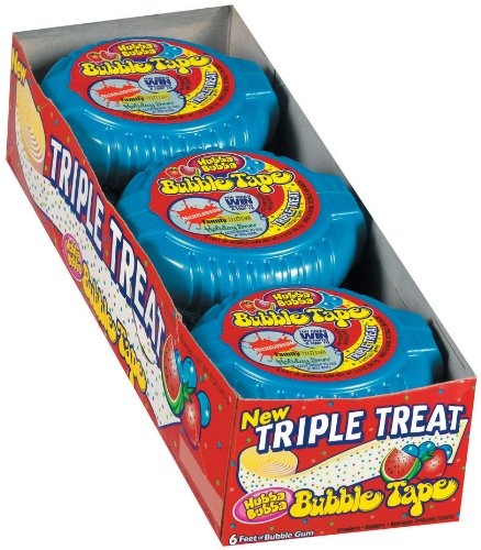 Hubba Bubba Bubble Gum Tape, Triple Treat (Strawberry, Blueberry, and Watermelon), 2 Ounce (Pack of 24)