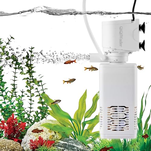 QiQiWader Fish Tank Filter 10-40 Gallon Fish Tank Filter 6W 130GPH Equipped with Adjustable Aeration Function.