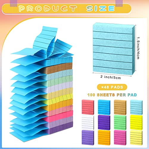Mini notes adhésives lignées PerKoop 48 blocs de couleurs vives assorties - 4