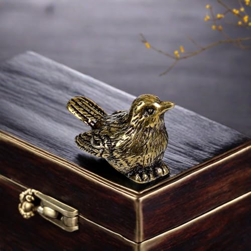 Estatua miniatura de pájaro de bronce vintage dorado miniatura 5
