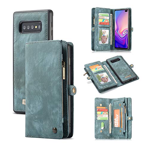 Promo 40% OFF AKHVRS Galaxy S10e Wallet Case, Premium Leather Folding Flip Wallet Case Cover for S10e Card Slots Magnetic Closure Protective Cover Detachable Wallet Folio for Samsung Galaxy S10e Blue