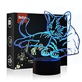 Echodream Pressie Birthday Gift Delightful Cat Lamp Magic 3D Illusion 7 Colors Touch Switch USB Insert LED Light Christmas Present and Party Decoration