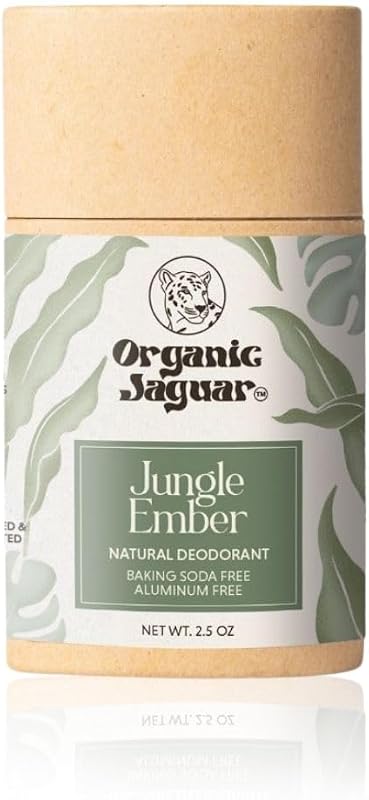 Desodorante sem alumínio Organic Jaguar Jungle Ember, com óleo de coco e manteiga de karité, 57 g