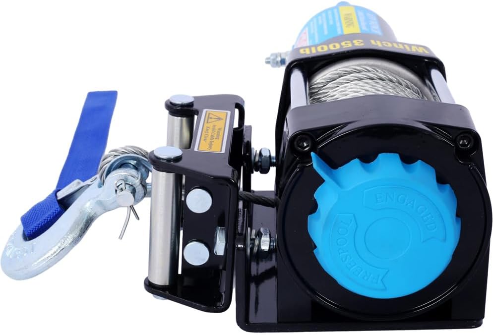 12V 3500 lbs Steel Wire Electric Winch for Towing ATV/UTV Off Road with Wire and Wireless Remote, Roller Fairlead