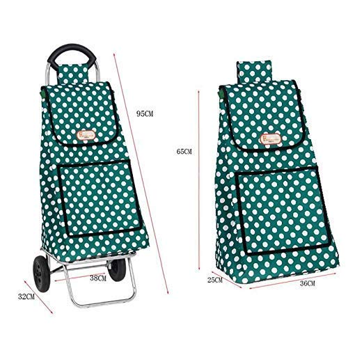 HYY-YY Leichter Einkaufskorb, zusammenklappbar, mit Push-Pull-Funktion, grüne Aufbewahrung, Gepäckwagen, große Kapazität… – Bild 3