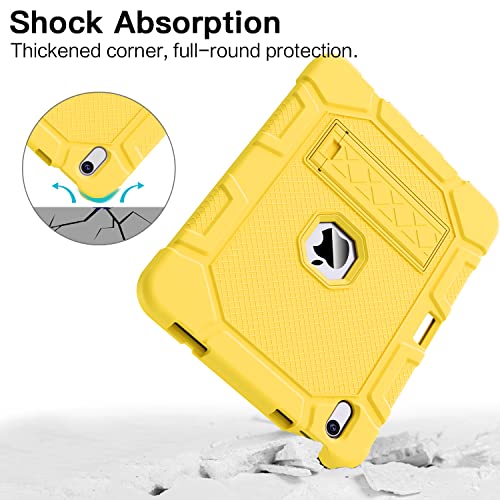 Image of Azzsy Case for iPad (A16) 11th Generation 11 Inch 2025 / iPad 10th Generation 10.9 Inch 2022, [Built-in Pencil Holder] Heavy Duty Shockproof Rugged Protective Case, Yellow