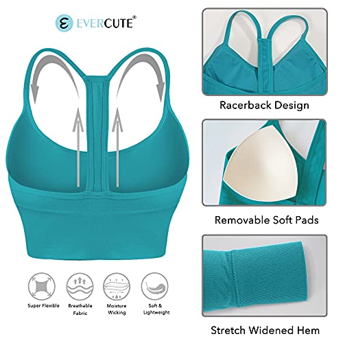 Image of Evercute Racerback Sports Bras Padded Y Racer Back Cropped Bras for Yoga Workout Fitness Low Impact