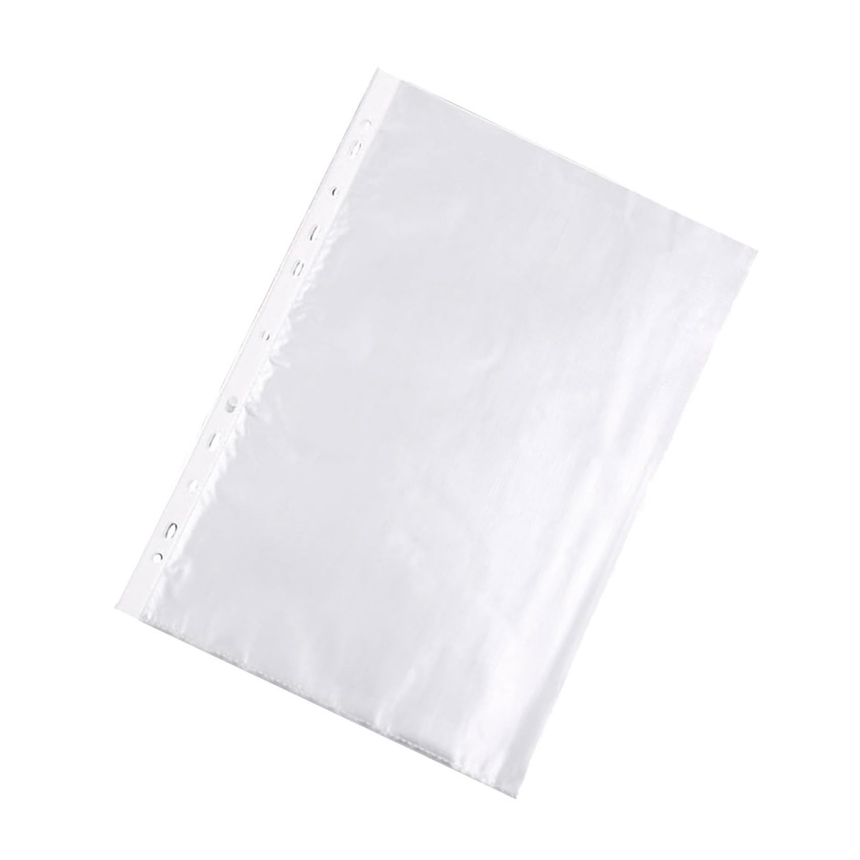 HOMSFOU Protectores de Hojas A4 Transparentes Ofrecen Protección y Nitidez para Documentos 100 Unidades 11 Orificios Fabricados en Pvc para Oficina y Colegio