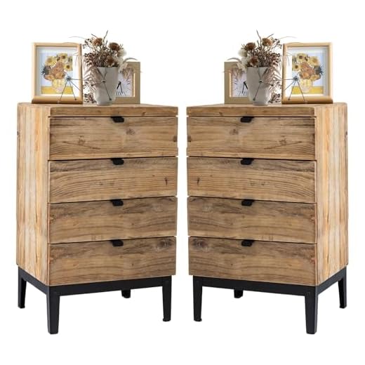 Wnutrees Farmhouse Nightstand with 4 Drawers