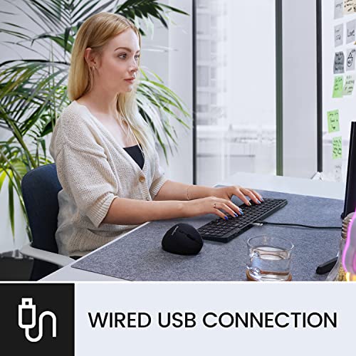 perixx PERIBOARD-215B US, Wired Keyboard, Ultra Slim Scissor Keys, 2 Built-in USB-A & USB-C Ports, Detachable Cable, Black - Image 4
