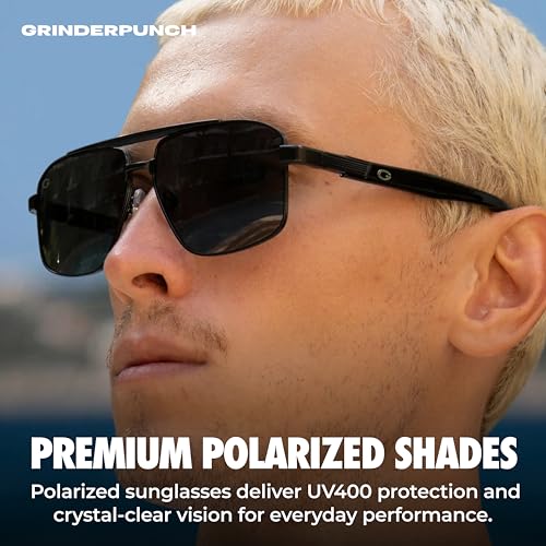 Image of grinderPUNCH Polarized Aviator Sunglasses Men Women Retro Vintage Square Pilot Sun Glasses UV400 Protection