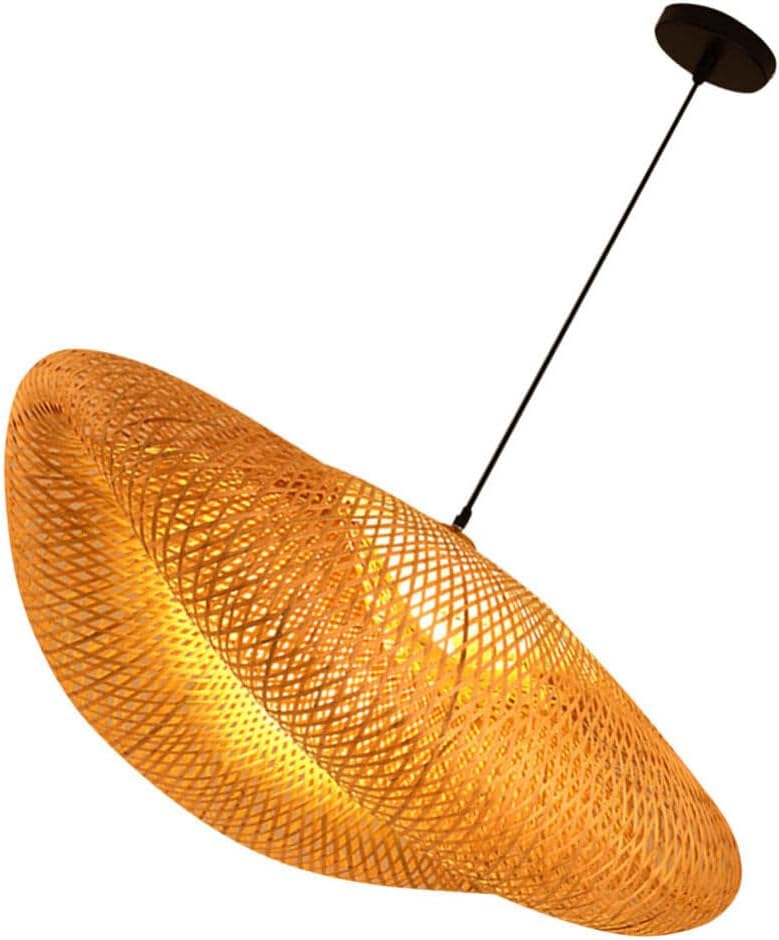 BOLEYE Suspension Rotin Forme Chapeau Paille Abat-Jour Suspendu Rotin