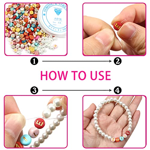 TOAOB 1000 Pieces Colourful Letters Alphabet Acrylic Flat Round Gold Letters 4 x 7 mm Beads for Bracelets Necklaces DIY Fashion Jewellery Beads - Image 4