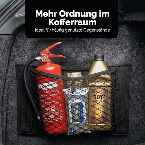 Vicera Kofferraum Netztasche Auto mit Klett • Kofferraumnetz zum Aufbewahren & Verstauen • Kofferraum Netztasche Klett 40x25 cm 2er Set • Aufbewahrungsnetz Auto