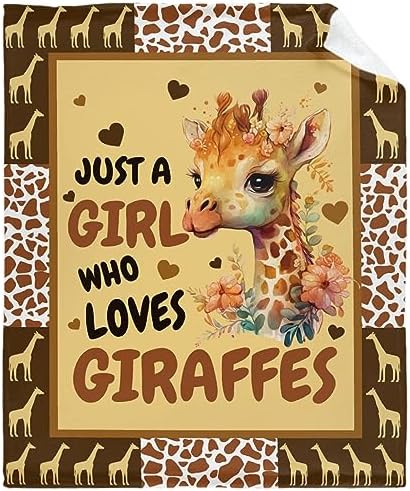 Just A Girl Who Loves Giraffes Throw Blanket Brings You Comfort Warm and Soft Blanket As Gifts for Blankets Lovers Lightweight Throw Blanket for Living Room Sofa 40″x50″ for Kids/Children