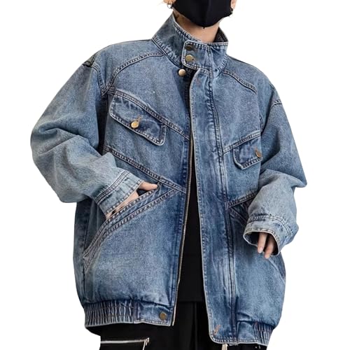 Chaqueta vaquera con botones y cuello alto cazadora holgada cortavientos