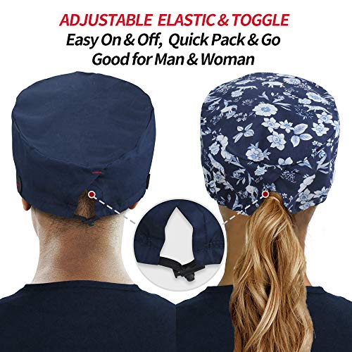 Image of ABAMERICA Working Caps with Button and Sweatband, Adjustable Working Hats for Women Men, One Size(Tie Back or Toggle)