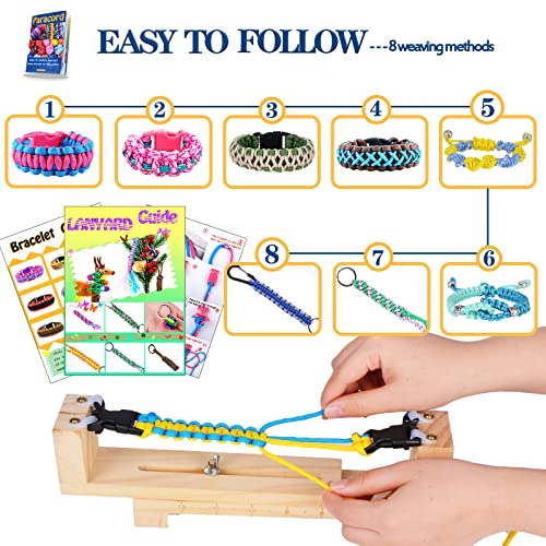 MONOBIN Paracord 550 Combo-Set, 24 Farben Paracord-Seil mit Anleitung für die Herstellung von Paracord-Armbändern, Schlüsselbändern, Hundehalsband, Geschenkidee (24 Farben A)