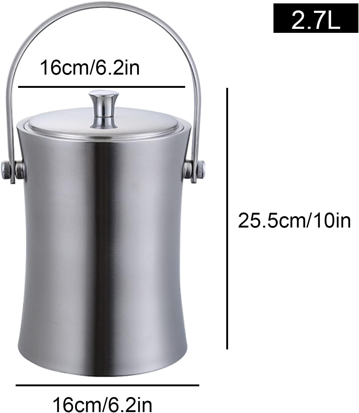 Ice Bucket Ice Bucket, 2.6L/1.7L/0.8L/Ice Buckets for Parties with Filter, ble Double Wall Ice Bucket with Lid and Handle, Bar Party Home Champagne Bucket