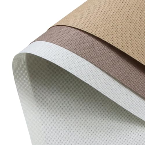 Image of KCS 3 pc of 15 inch x 18 inch(38cmx45cm) 18 Count Cross Stitch Cotton Aida Cloth Needlework Rolled Fabric Box,18CT,Antique White +Coffee+Khaki