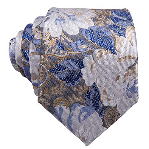 Image of Barry.Wang Men Ties Paisley Woven Silk Necktie Set with Pocket Suqare Cufflinks Formal