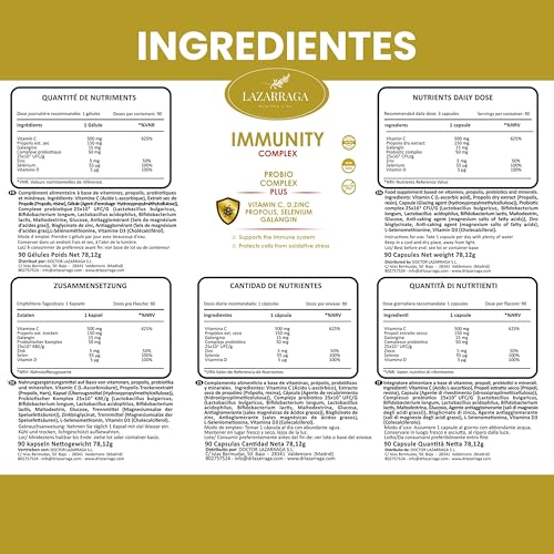 IMMUNITY DEFENSAS COMPLEX 6 EN 1 con Vitamina C + Vitamina D + Propóleo + Zinc + Selenio + Probióticos y Prebióticos + Galangina | Apoya el Sistema Inmunológico l Cápsulas Veganas (90) - imagen 6