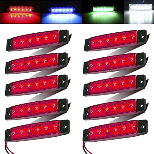 Electrely 10 peças indicadores LED luzes de posição laterais frente luz traseira posição lâmpadas 12 V para camião de reboque caravana autocarro barco trator autocarava (vermelho)