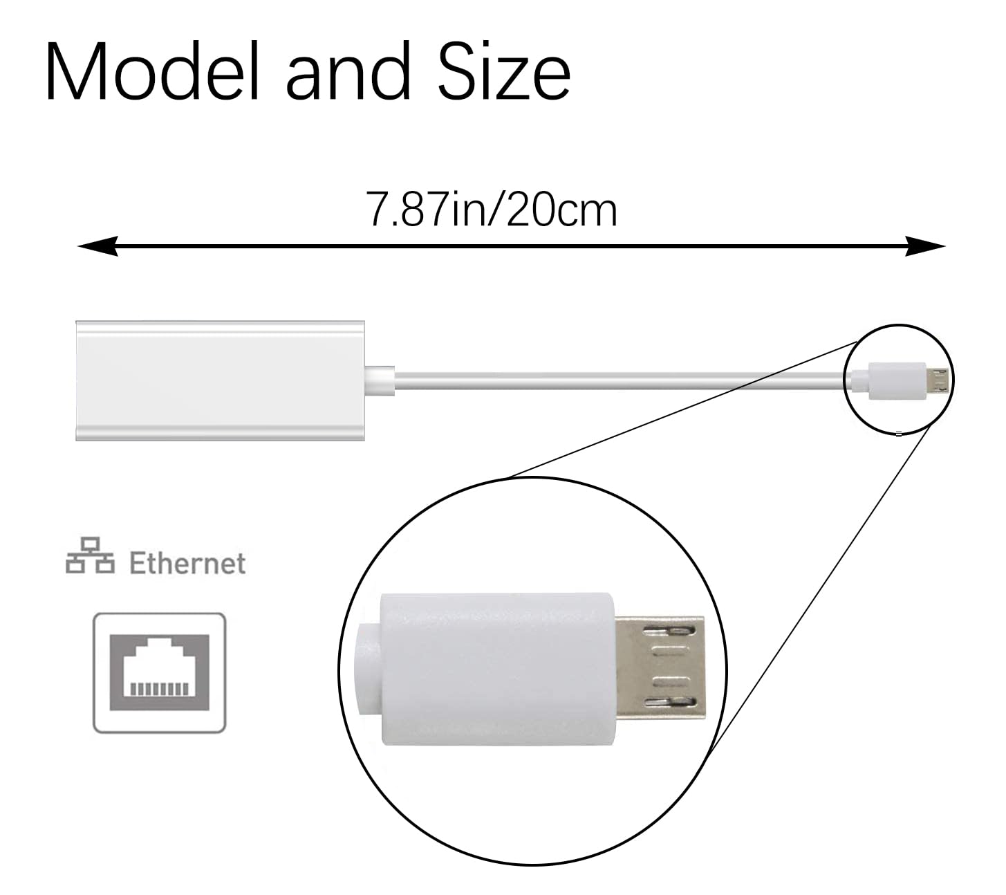 Micro USB to RJ45 Ethernet Adapter for Android Tablets, Windows Tablet Computer, Google Nexus Player, Dell Venue Pro 8 Tablet, Raspberry Pi Zero, HP Stream 7,Wired LAN Connection