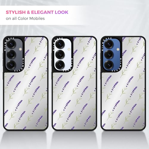 Coque miroir Samsung S25 Plus fleur lavande pour maquillage