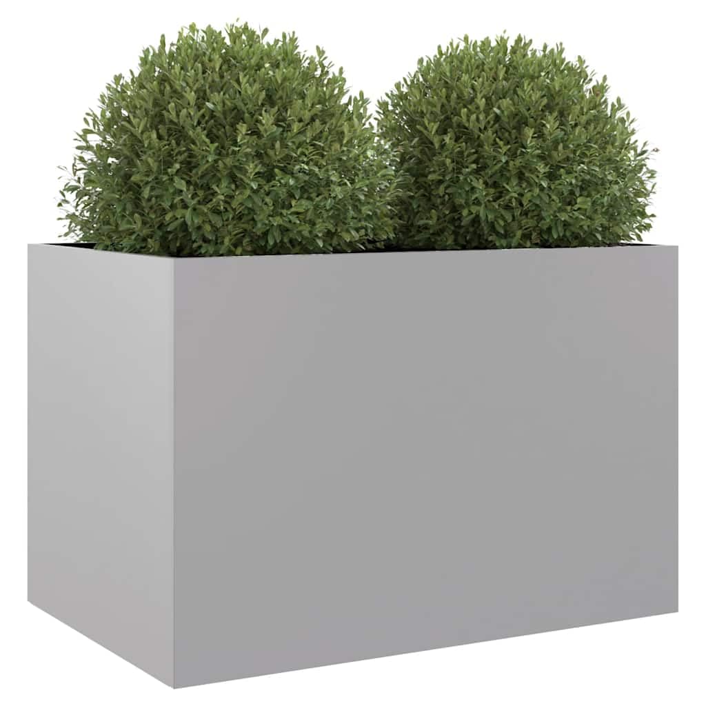Fioriera argentata, 62 x 40 x 39 cm, aiuola rialzata in acciaio zincato, per giardino, balcone e terrazza, stabile fioriera per piante, robusta fioriera da giardino per esterni