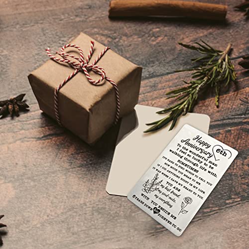 6 Year Anniversary Card Gifts For Him Men, 6Th Anniversary Wallet Card For Husband Him Men, Happy 6Th Anniversary, 6 Wedding Anniversary Present #TOP3