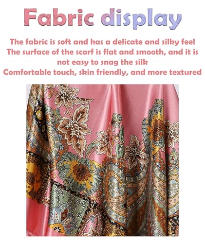 Image of Scarf for Women Stylish, Bandanas for Women Exquisite and Beautiful Head Scarf Silk Scarf Comfy Silk-Feel Beach Headwraps Pillow Cover Gift for Pretty Casual Outings Date Night