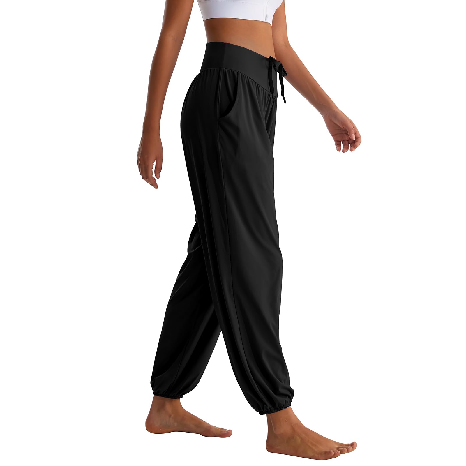 HomyComy Pantalon de Yoga Joggers Taille Haute Pantalon de Pilates Pantalon de Sport Flowy Pantalon de Sweat Libre avec Poches