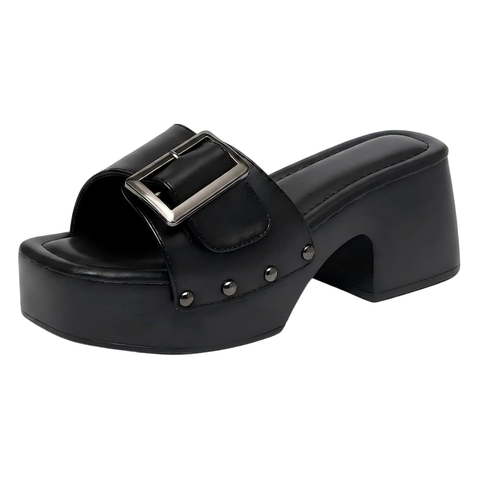 Genérico Zapatos Comodos Mujer Sandalias de tacón con 𝐩lataforma y punta cuadrada para mujer, elegantes, ajustables, anchas y cómodas Zapatos De Fiesta