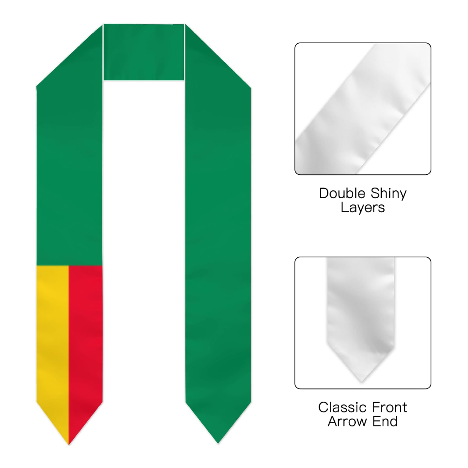 Vintage Benin Beninese Flag Graduation Stole Shawl Sash for Men Women Unisex Adult Double Sided Lightweight Scarf Class of 2025 Graduate Gift for Study Aboard International Students
