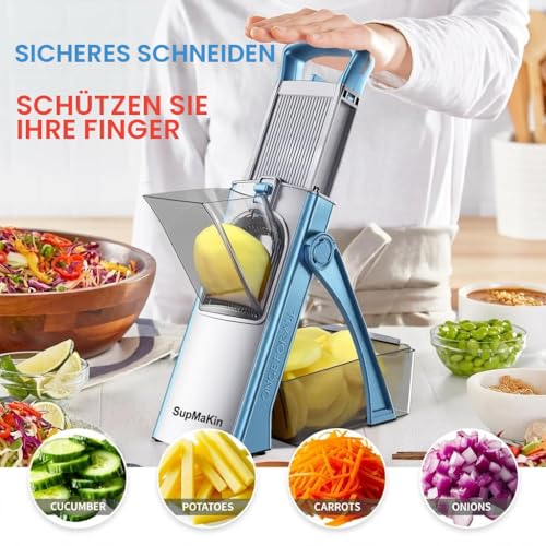 Foto von SupMaKin Gemüseschneider mit Auffangbecken Gemüsehobel Einstellbare 6 in 1