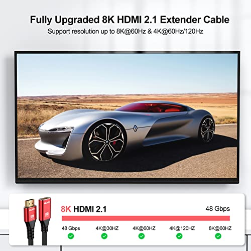 Uvooi DM-19C 8K Hdmi Extension Cable 6Ft Hdmi Extender 2.1, Hdmi Male To Female Adapter Extension Cord 8K@60Hz thumb #1