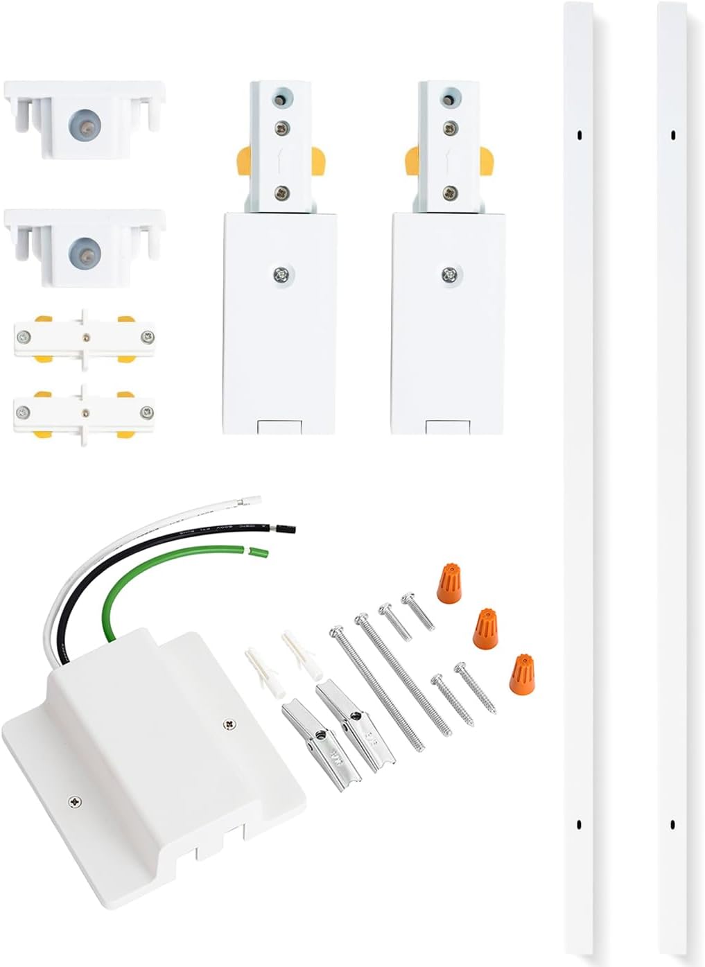 VANoopee 8FT H Track Lghting Rails, H Type Track Light Rails with H Track Floating Canopy Connector, White